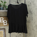 DG2 by Diane Gilman Sustainable Bamboo Crossover Peplum Top Black Plus 1X