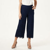 Isaac Mizrahi Live! Women's Floral Lace Knit Culotte Pants
