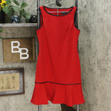DKNY Women's Piped Flounce Hem Sheath Dress Scarlet Red 10
