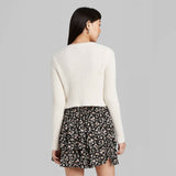 Wild Fable Women's Long Sleeve V-Neck Button-Front Cropped Cardigan
