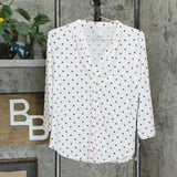 NWT Charter Club Petite 3/4-Sleeve Dual-Colored Heart Blouse. 100115442PT PM