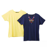 IMAN Women's Plus Size 2 Pack City Chic Short Sleeve T-Shirts With Necklace