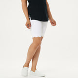 Isaac Mizrahi Live! Scalloped Stretch Bermuda Shorts Bright White Plus 18 Petite