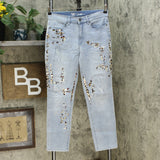 DG2 by Diane Gilman Petite Crosshatch Destructed Skinny Jeans Chambray 6P