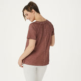 LOGO by Lori Goldstein Distressed Cotton Slub Top With Raglan Seam