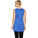 H by Halston Women's Sleeveless Printed Hi-Low Tunic Top Rain Blue Medium