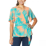 IMAN Women's Boho Chic Faux Wrap Blouse