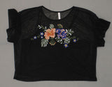 Xhilaration Women's Short Sleeve Embroidered Mesh Top Shirt