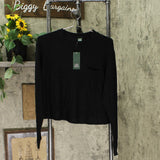 Wild Fable Women's Relaxed Long Sleeve Crewneck Top with Raw Hem