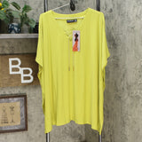 Nina Leonard Women's Plus Size Lace Up V-Neck Tunic Top