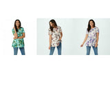 Denim & Co. Plus Printed Jersey Fit & Flare Henley Tunic Top