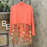 Jamie Gries Women's Embroidered Mesh Draped Cardigan