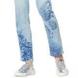 DG2 by Diane Gilman Women's Stretch Artwork Slim Leg Jeans Chambray 8