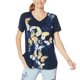 DG2 by Diane Gilman Women's Plus Size Burnout Printed And Embellished Top