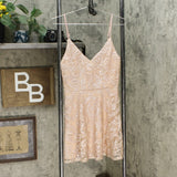 Speechless Women's Junior Fit Shimmer Embroidered Fit & Flare Dress Beige 5