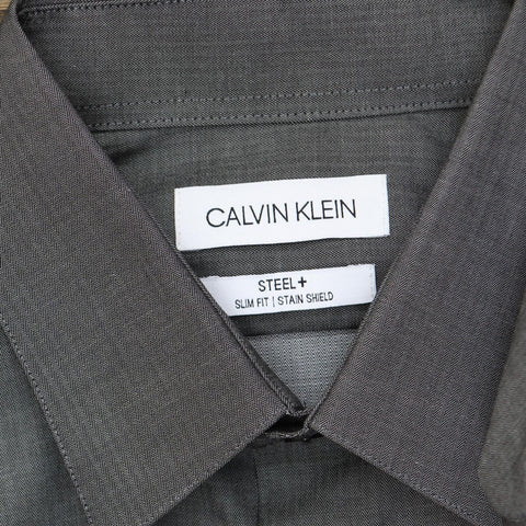 Calvin Klein Steel Slim-Fit Stain Shield Solid Dress Shirt Gray M 15 3 –  Biggybargains