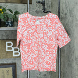 Denim & Co. Women's Floral V-Neck Elbow-Sleeve Jersey Knit Top