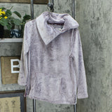 AnyBody Women's Frosted Fuzzy Fleece Pop-Over Top With Pocket