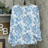 Curations Women's Long Sleeve Paisley Popover Blouse