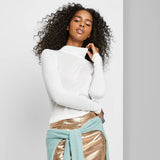 Wild Fable Women's Long Sleeve Mock Turtleneck Tissue T-Shirt