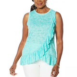 DG2 by Diane Gilman Women's Burnout Ruffle Tank Top