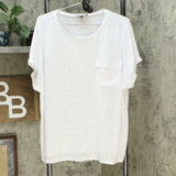 DG2 by Diane Gilman Women's Slub Burnout Pocket T-Shirt Ivory XL