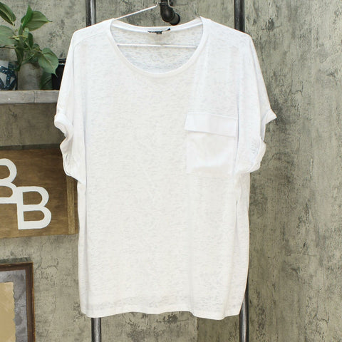 DG2 by Diane Gilman Women's Slub Burnout Pocket T-Shirt Ivory XL