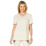 DG2 by Diane Gilman Women's Short Sleeve Mesh Insert V-Neck T-Shirt