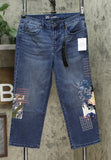 DG2 by Diane Gilman Women's Embroidered Stretch Denim Cropped Jeans