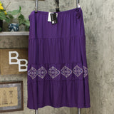 Antthony Women's Petite Elda Collection Embroidered Tiered Maxi Skirt