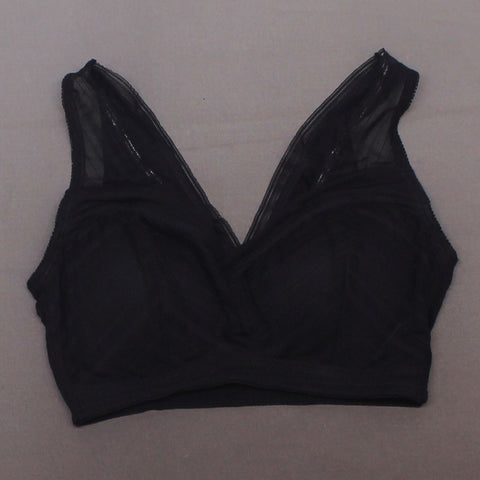 Rhonda Shear Striped Mesh Leisure Bra With Removable Pads. 700670 Black Medium