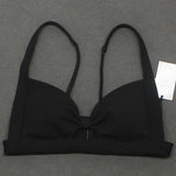 Shade & Shore Women's Knot-Front Crepe Textured Bralette Bikini Top