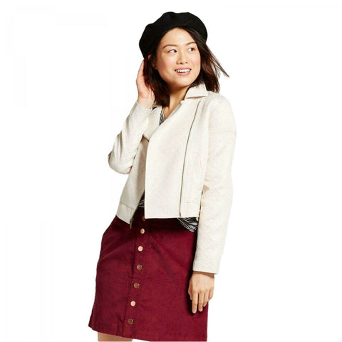 A New Day Women's Jacquard Bomber Jacket Ivory XL