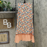 NWT LOGO By Lori Goldstein Printed Cotton Modal Tank W/ Ruffle Trim. A305449 2XS