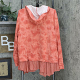 LOGO by Lori Goldstein Lounge French Terry Open Front Hoodie Coral XL