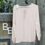 Belle by Kim Gravel Women's Slub Knit Balloon Sleeve Top with Smocking