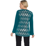 Bob Mackie Plus Size Metallic Print Chevron Hi-Low Knit Top
