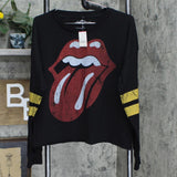 The Rolling Stones Women's Varsity Long Sleeve Graphic T-Shirt Black XL