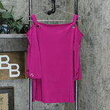 JM Collection Petite Grommet Cold Shoulder Knit Top