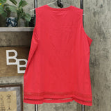 DG2 by Diane Gilman Women's Crochet Trim Tank Top Red Plus 1X