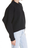 Alexander Wang Womens Rib Merino Wool Blend Mock Neck Sweater Black L