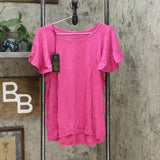 NWT DG2 by Diane Gilman Women's Flutter-Sleeve T-Shirt Large