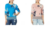 DG2 by Diane Gilman Women's Daisy Floral Short Sleeve Sweater