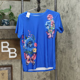 DG2 by Diane Gilman Women's Anniversary Printed Floral Butterfly T-Shirt