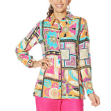 DG2 by Diane Gilman Women's All-Over Print Silk Blend Blouse