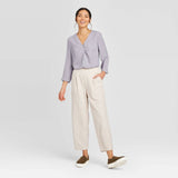Prologue Women's 3/4 Sleeve Pleated V-Neck Blouse