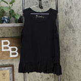 DG2 by Diane Gilman Women's Asymmetric Ruffle Tank Top Black XL