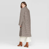 A New Day Women's Plaid Single Breasted Top Coat Brown Medium