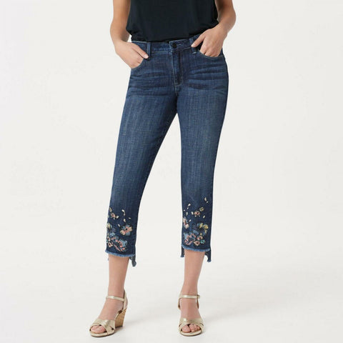 Laurie Felt Women's Classic Denim Stiletto Jeans With Embroidery