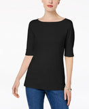 NWT Karen Scott Women's Cotton Cuffed Elbow Sleeve Knit Top. 100028179MS Large